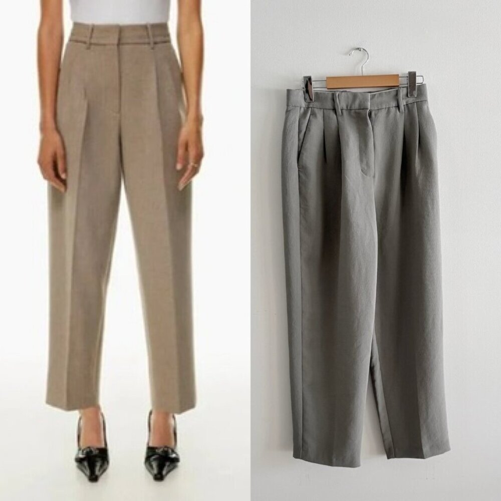 Aritzia Wilfred Carrot Pant High Rise Crepe Basalt Gray Size 4